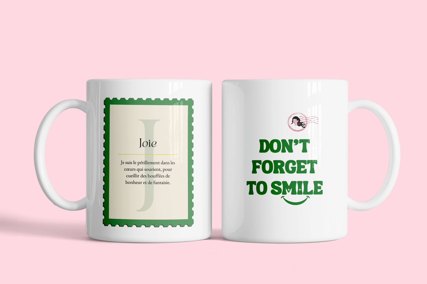 MUG TIMBRE - Joie - 'Don't forget to Smile'