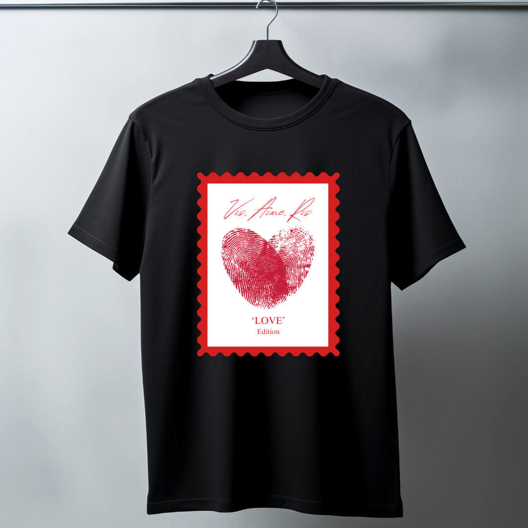 T-shirt à manches courtes - 'Vis, Aime, Ris'