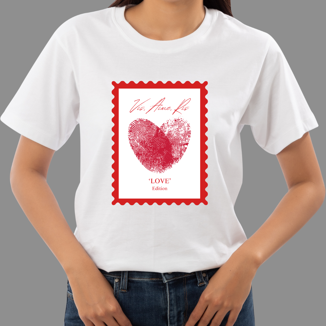 T-shirt à manches courtes - 'Vis, Aime, Ris'